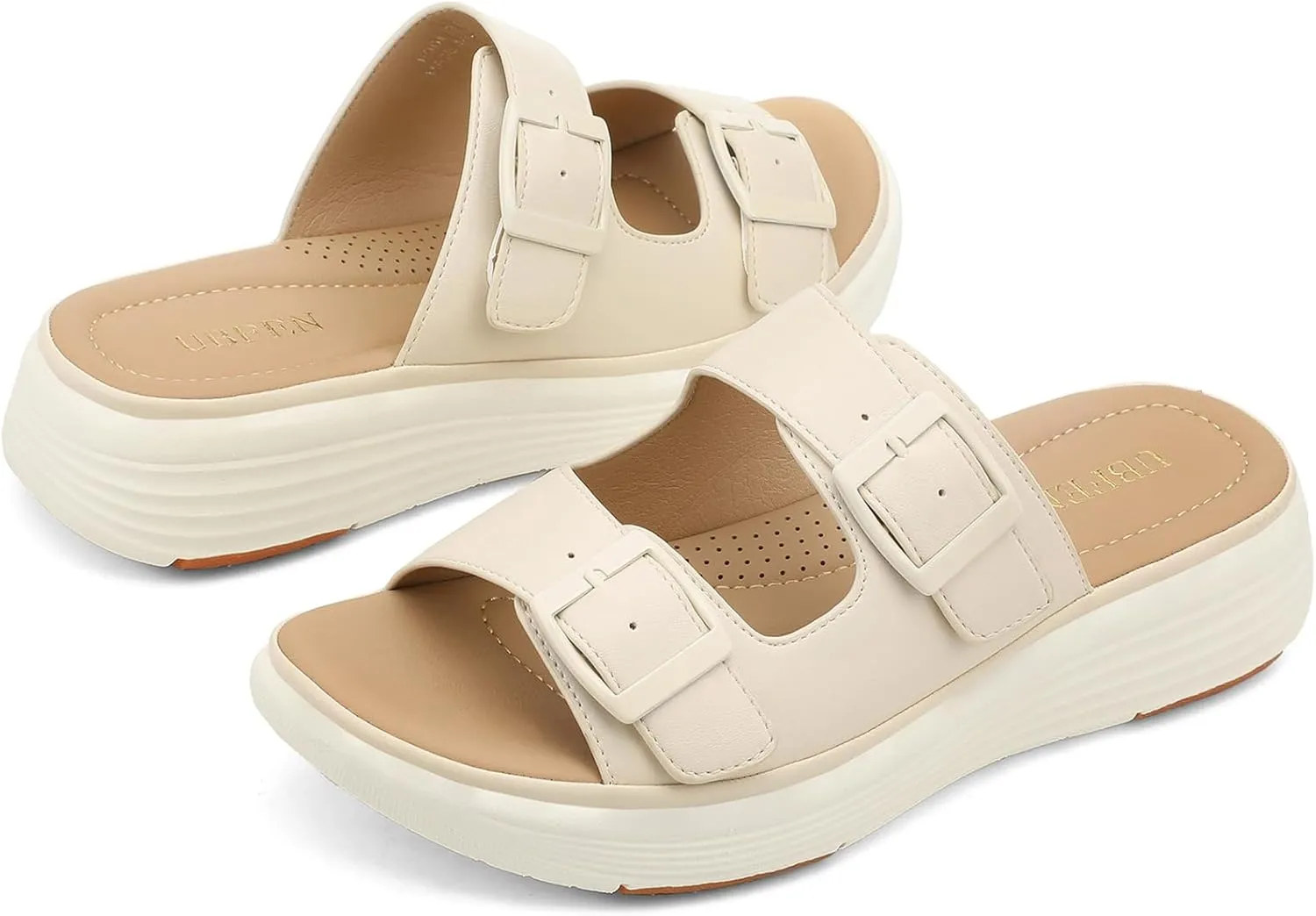 UBFEN Womens Platform Sandals Comfortable Walking Slide Soft Cushioning Footbed Casual Dressy Wedge Sandals