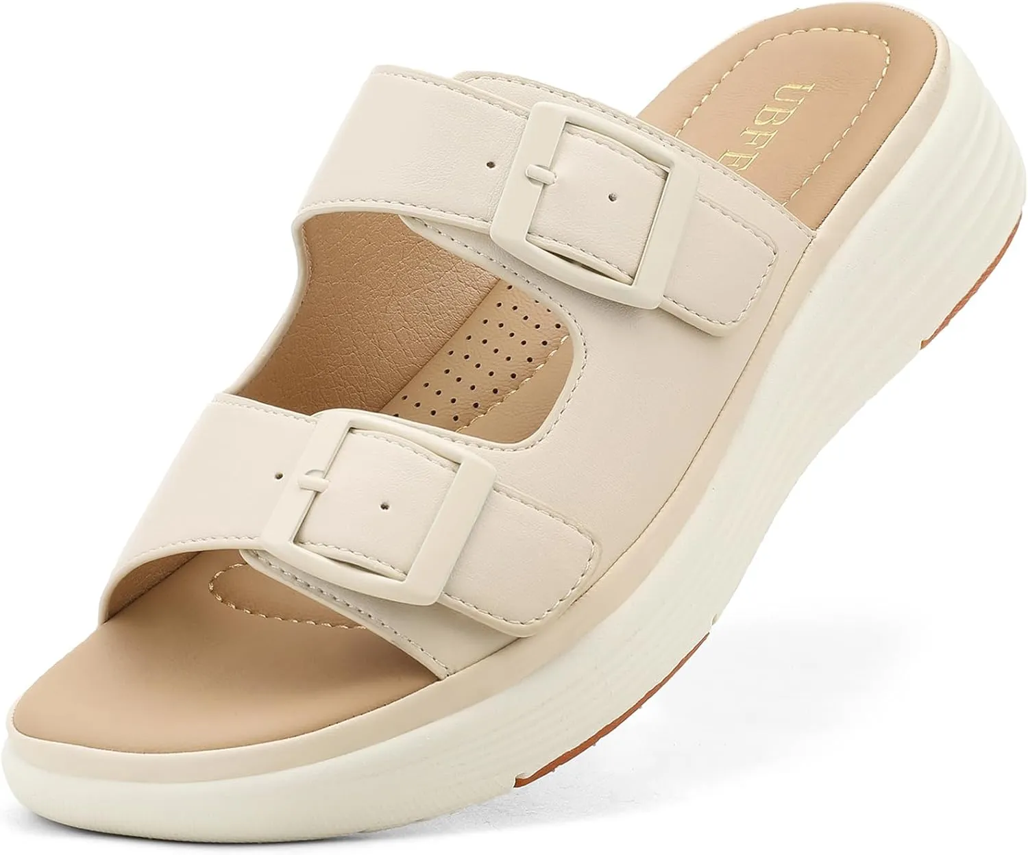 UBFEN Womens Platform Sandals Comfortable Walking Slide Soft Cushioning Footbed Casual Dressy Wedge Sandals