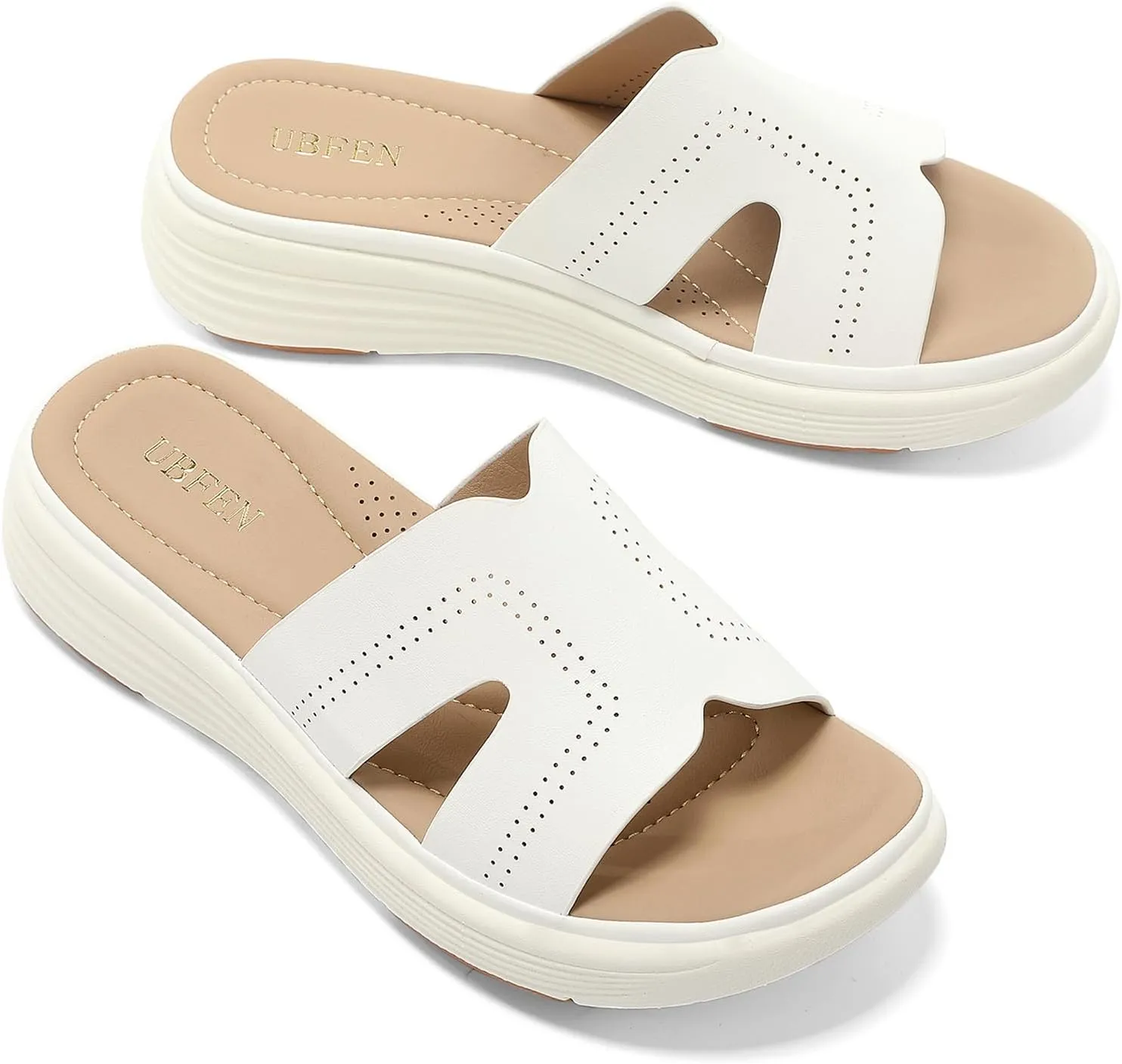 UBFEN Womens Platform Sandals Comfortable Walking Slide Soft Cushioning Footbed Casual Dressy Wedge Sandals