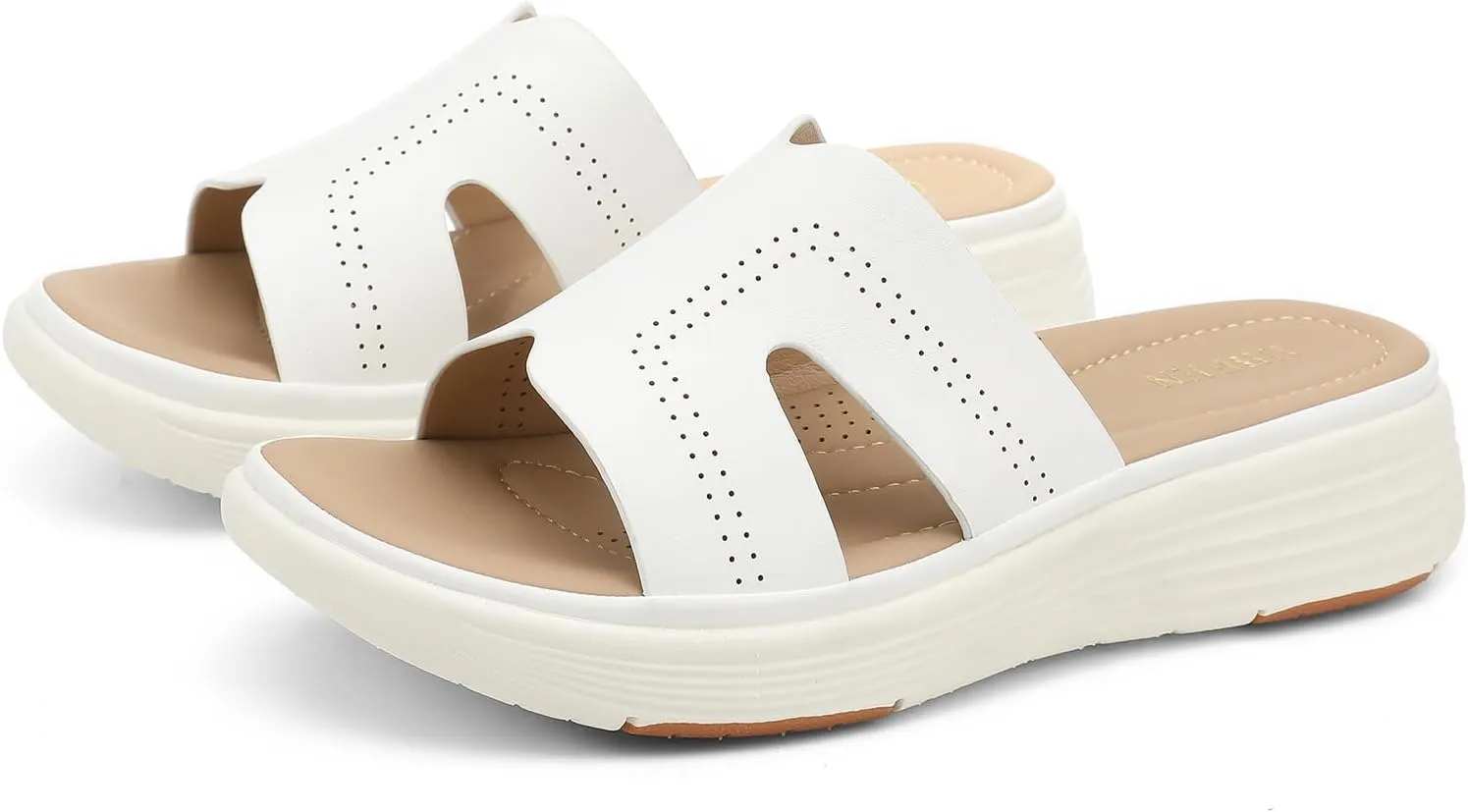 UBFEN Womens Platform Sandals Comfortable Walking Slide Soft Cushioning Footbed Casual Dressy Wedge Sandals