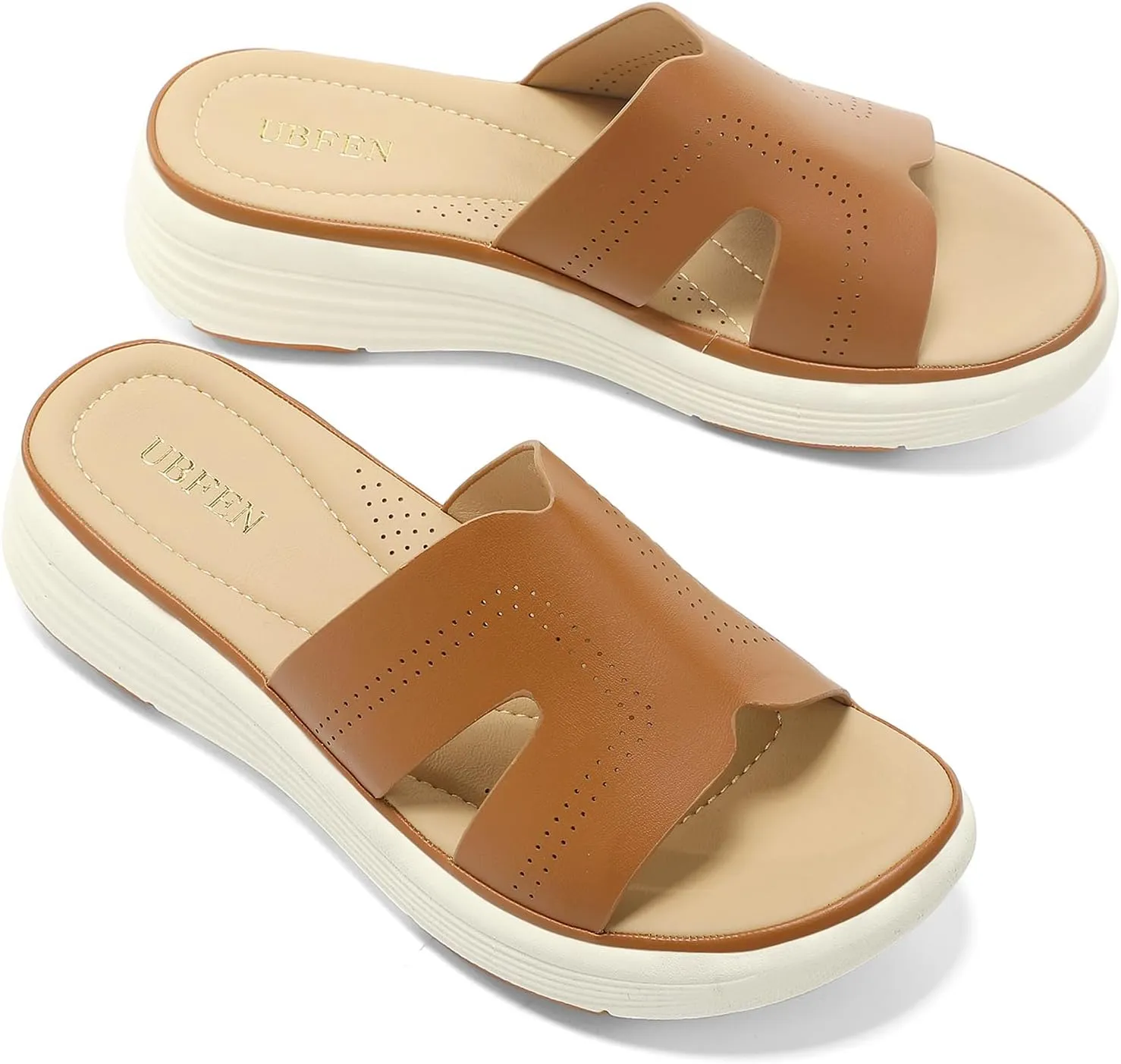 UBFEN Womens Platform Sandals Comfortable Walking Slide Soft Cushioning Footbed Casual Dressy Wedge Sandals