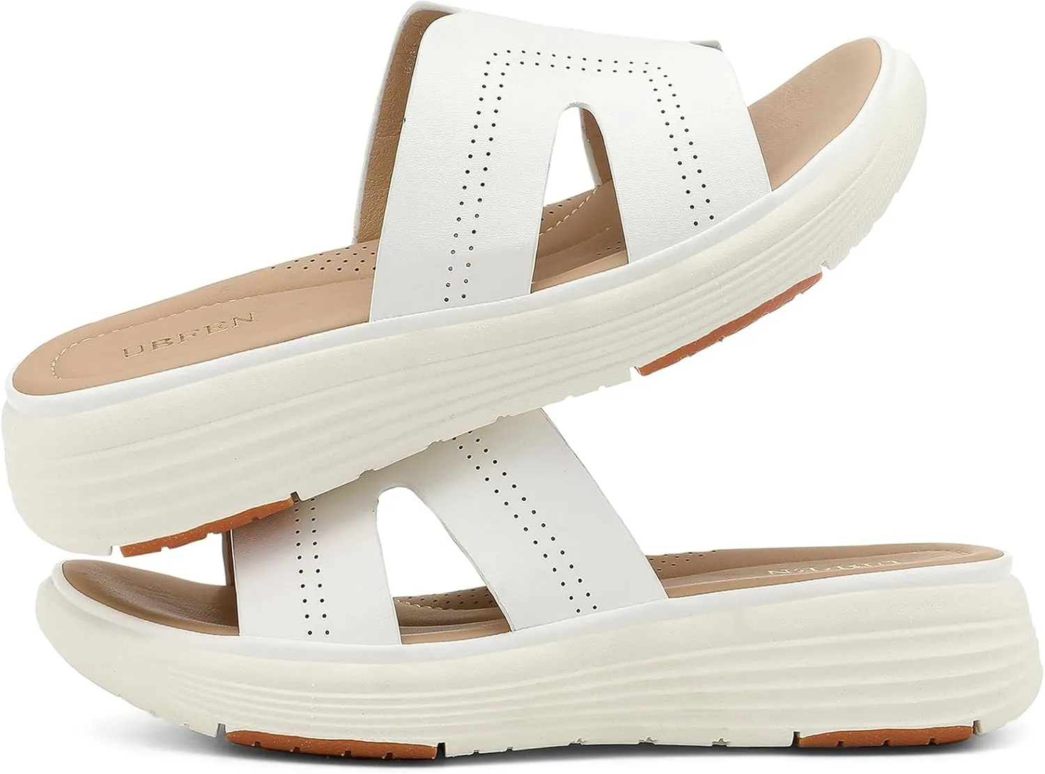 UBFEN Womens Platform Sandals Comfortable Walking Slide Soft Cushioning Footbed Casual Dressy Wedge Sandals