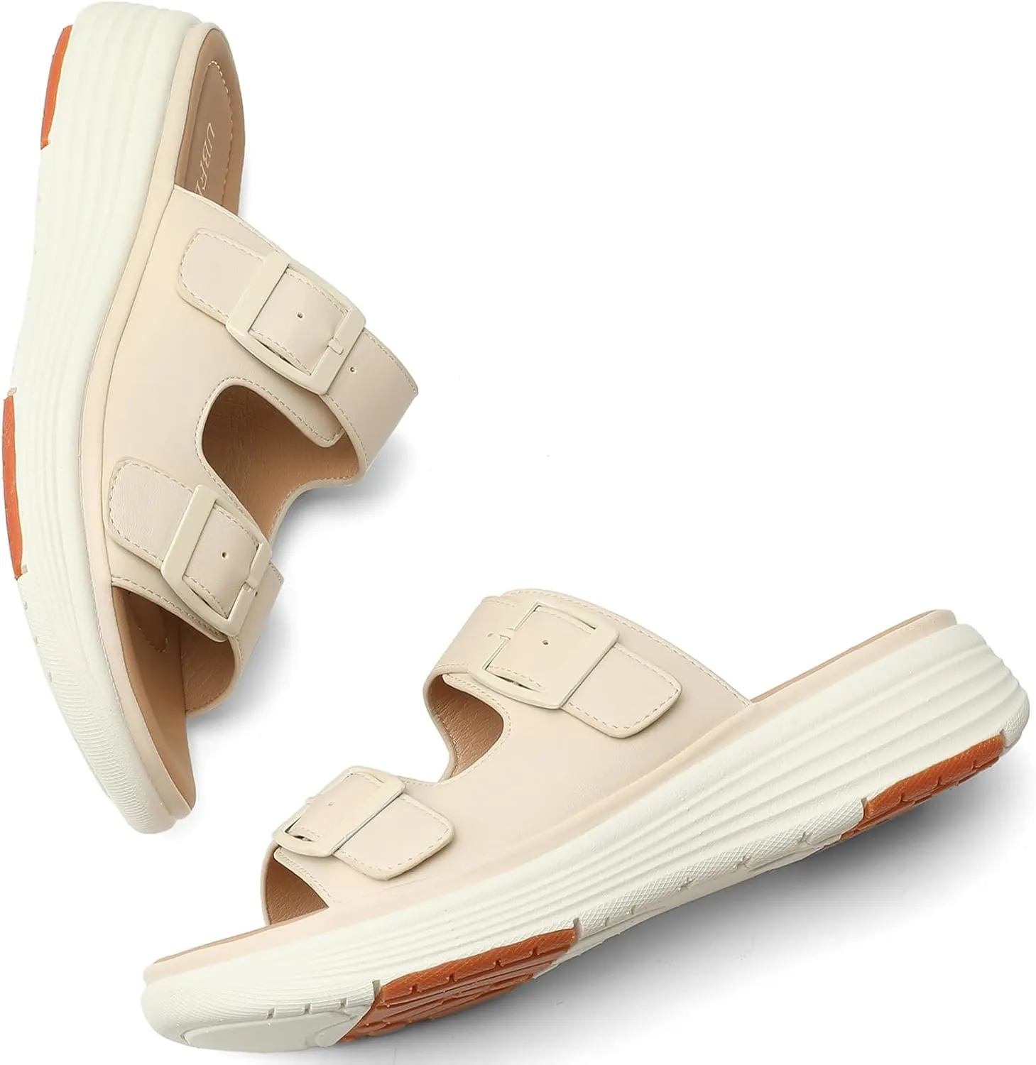 UBFEN Womens Platform Sandals Comfortable Walking Slide Soft Cushioning Footbed Casual Dressy Wedge Sandals