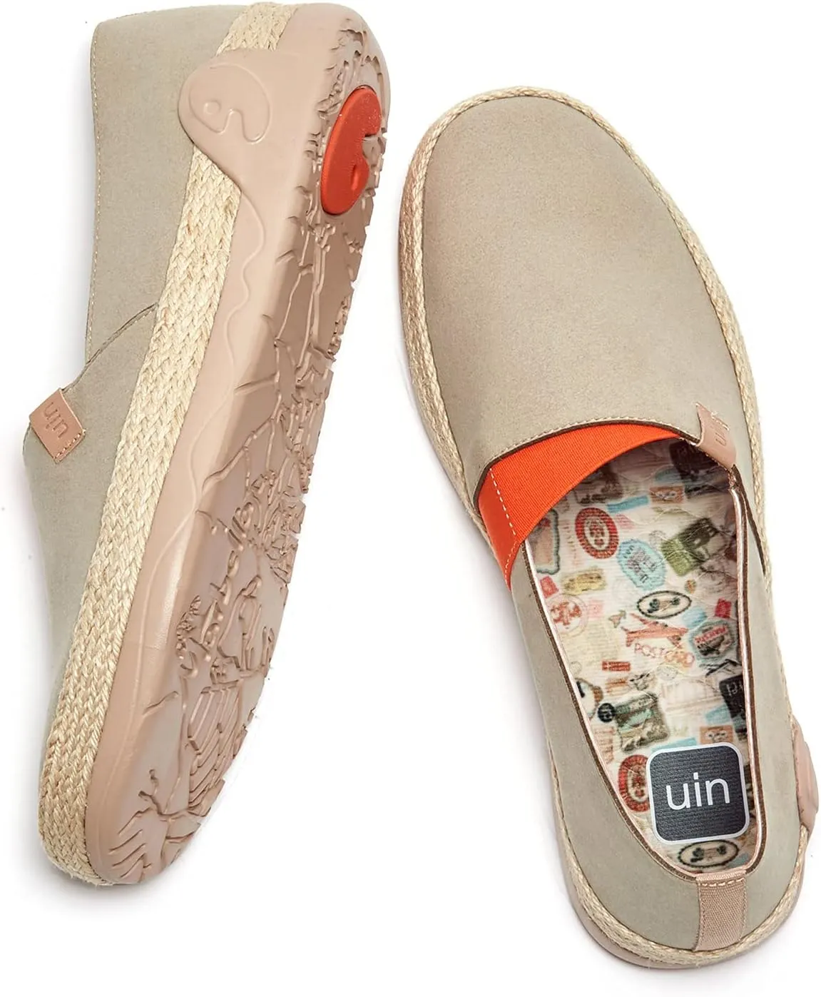 UIN Women's Espadrilles Slip Ons Knitted Lightweight Walking Casual Loafers Comfortable Art Painted Travel Shoes Marbella II