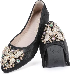 USANDY Women Ballet Flats Rhinestone Wedding Ballerina Shoes Foldable Sparkly Comfort Slip on Flat Shoes