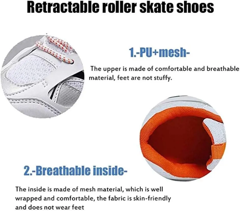 USB Chargable LED Light Up Double Wheeled Roller Skate Sneaker Wheelies Shoes for Boys Girls Kids Birthday Thanksgiving Christmas Day Best GiftWhite-USA 7