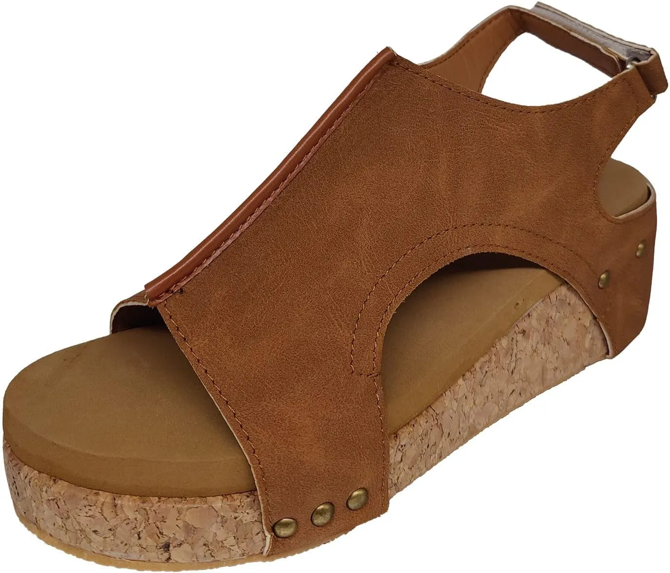 Walking Sandals Women, Womens Adjustable Buckle Peep Toe Slingback Platform Wedge Sandals Walking Shoes