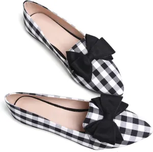WENJIAZHIZHI Women's Pointed Toe Suede Bow Loafers Comfortable Ballet Flats Soft Office Lady Shoes Low-Heel Walking Slip-ons