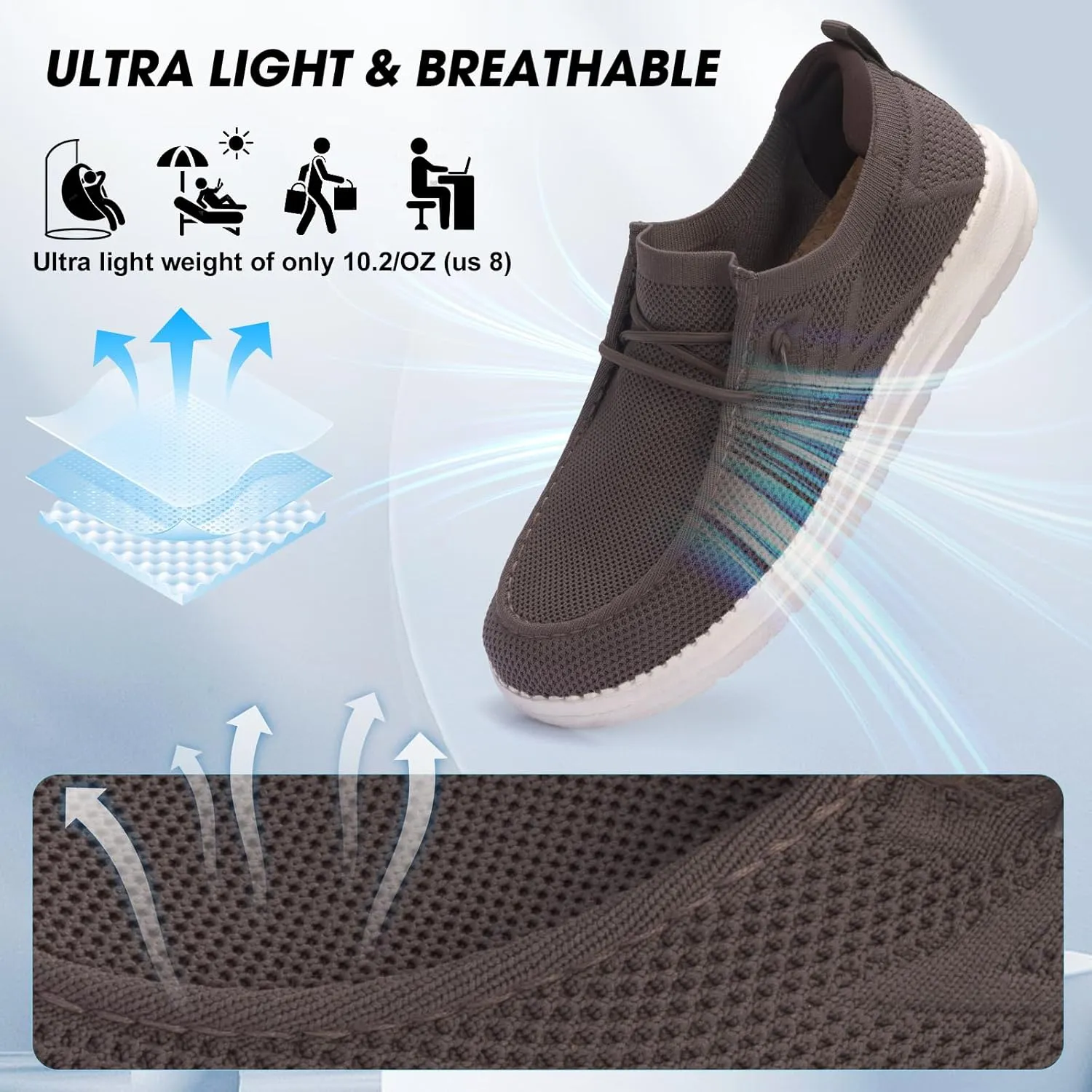 Wide Toe Box Shoes for Men Extra Wide Width Diabetic Shoes Men's Loafers & Slip-ons Arch Support Plantar Fasciitis Walking Loafers
