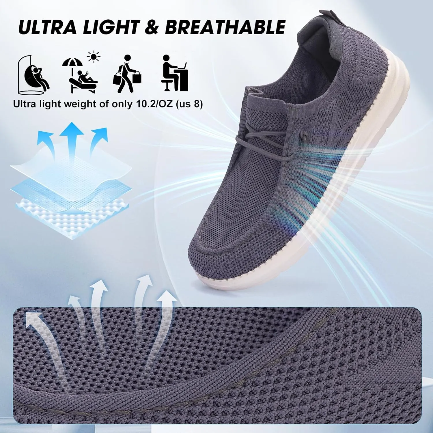 Wide Toe Box Shoes for Men Extra Wide Width Diabetic Shoes Men's Loafers & Slip-ons Arch Support Plantar Fasciitis Walking Loafers