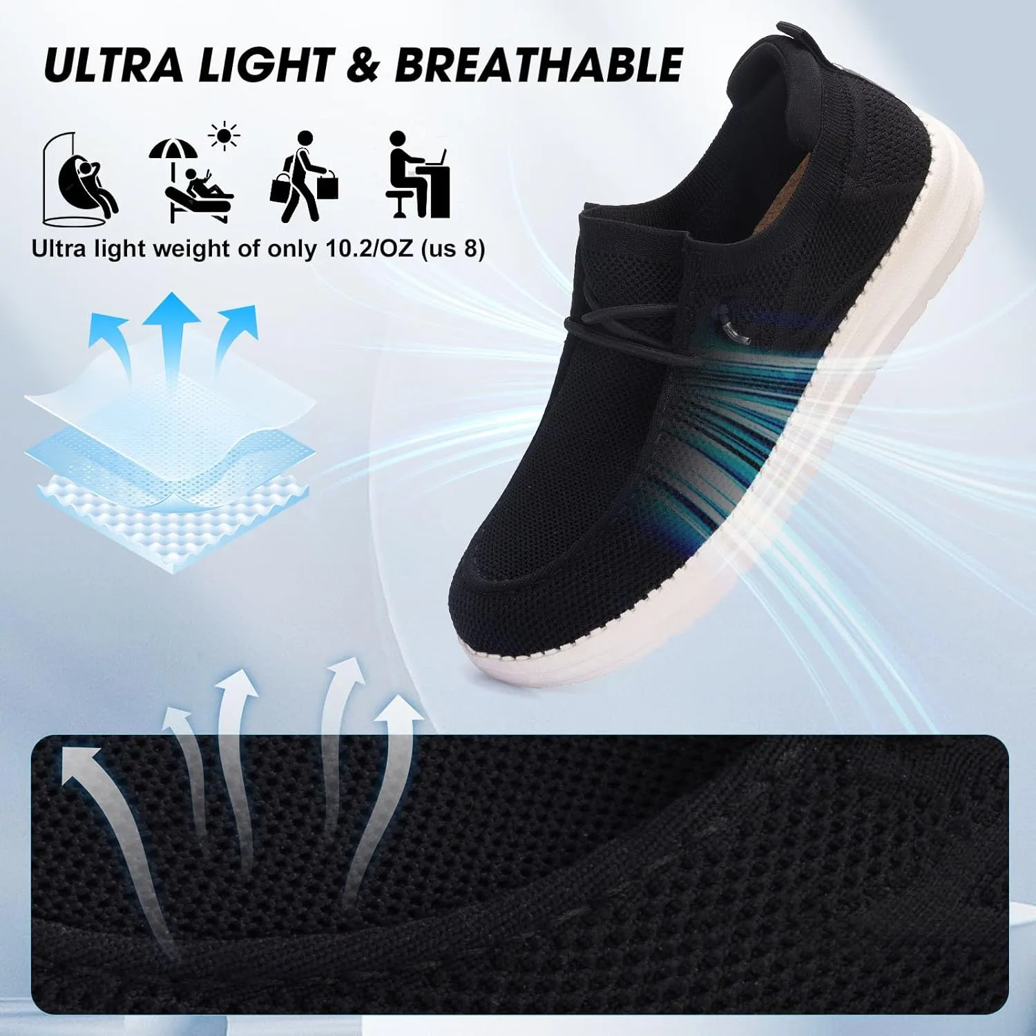 Wide Toe Box Shoes for Men Extra Wide Width Diabetic Shoes Men's Loafers & Slip-ons Arch Support Plantar Fasciitis Walking Loafers