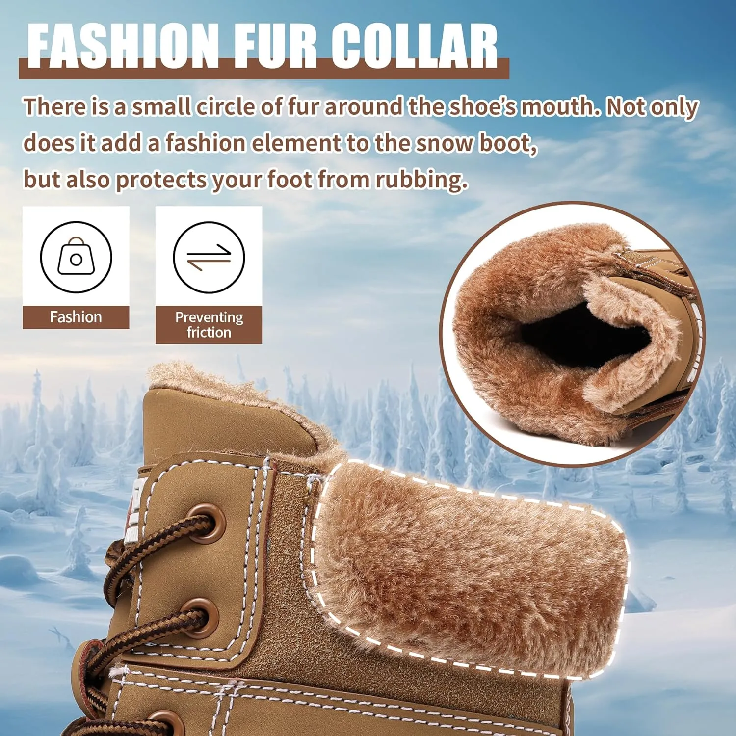 Winter Boots for Women Snow Boots Waterproof Fur Lined Warm Hiking Boots Ladies Lace Up Walking Boots Anti-Slip Lightweight Outdoor Ankle Boots