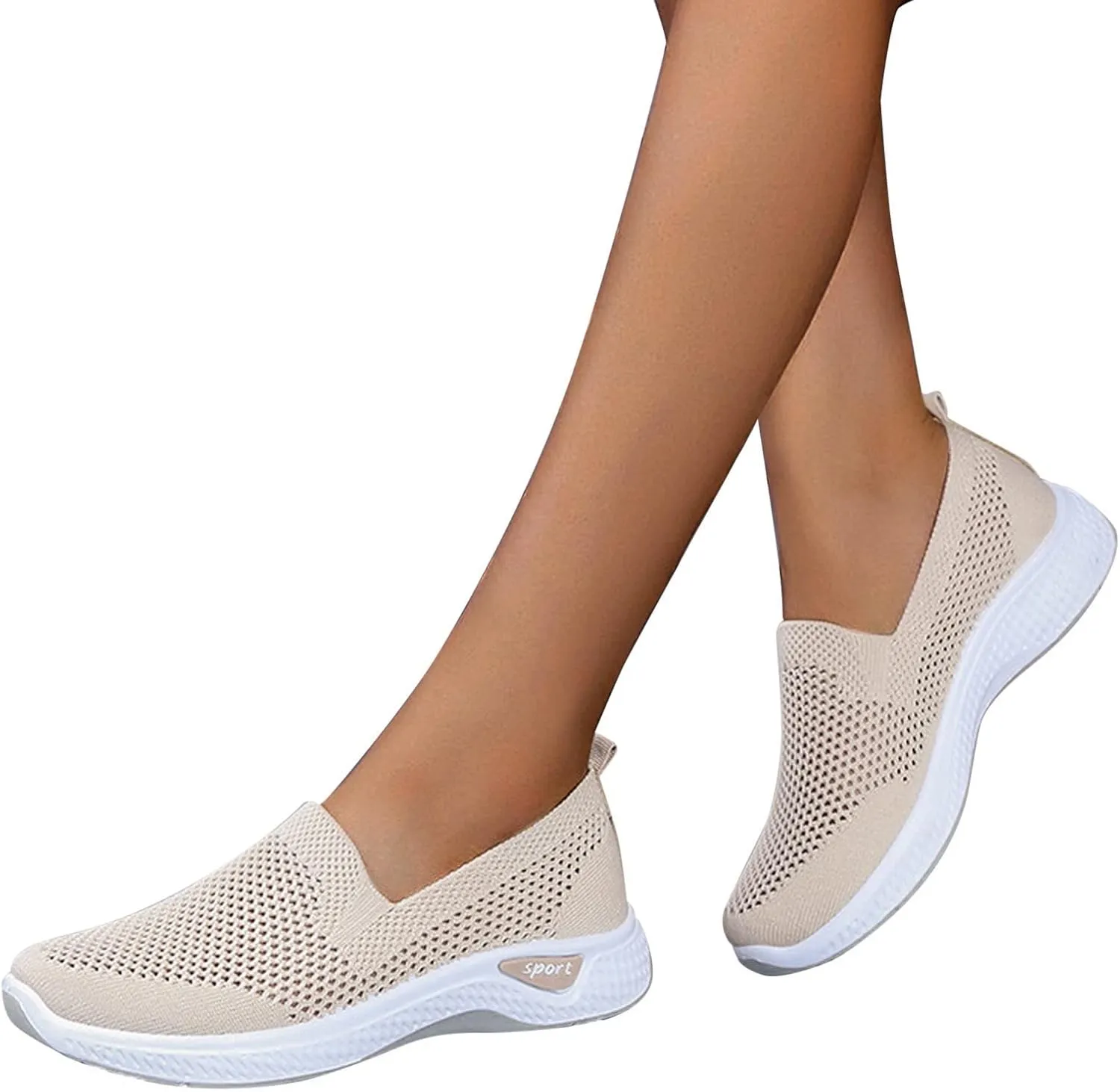 Women Breathable Slip On Sneakers Casual Walking Shoes Lightweight Canvas Comfortable Flats Non Slip Loafers