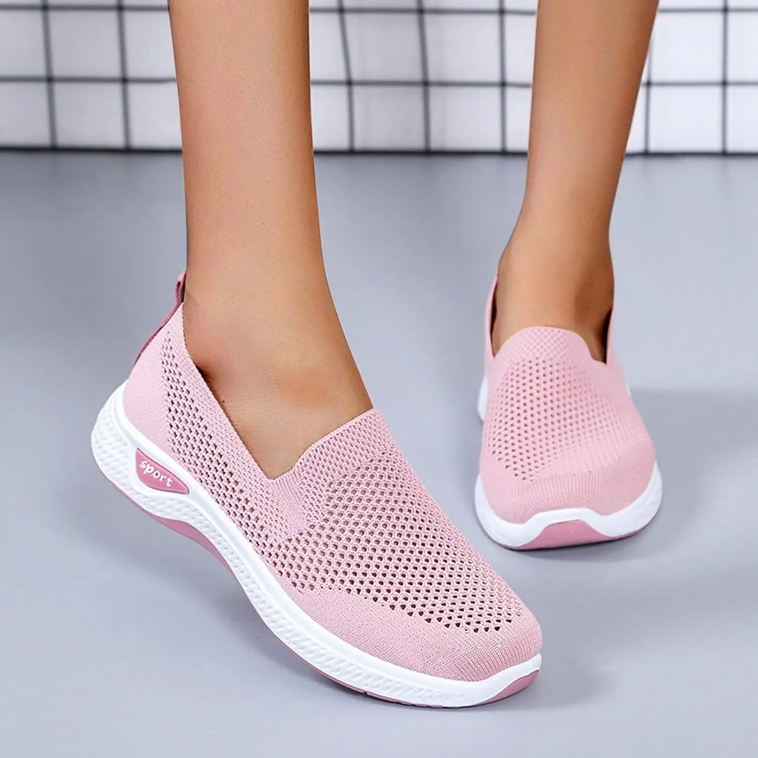 Women Comfortable Slip On Shoes Casual Walking Sneakers Lightweight Canvas Flats Non Slip Breathable Loafers