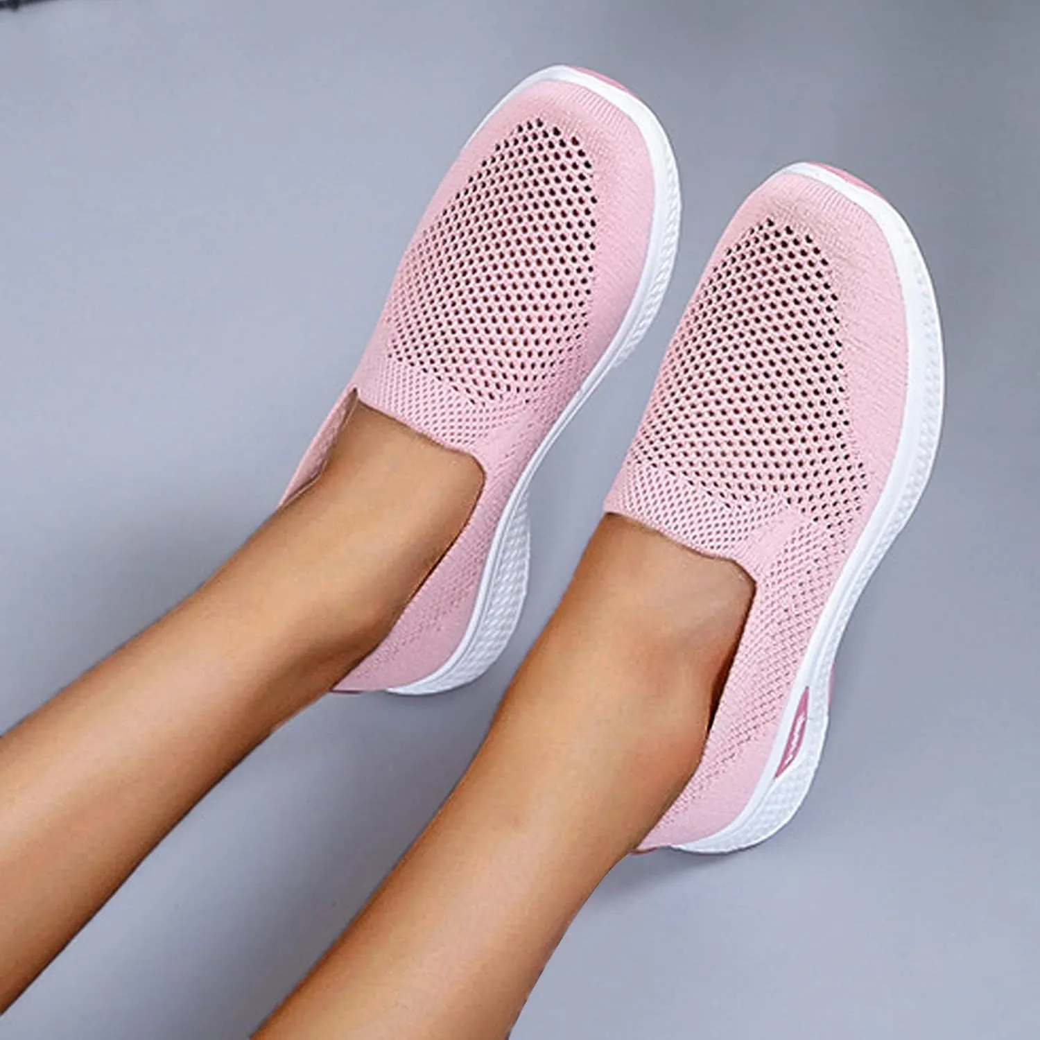 Women Comfortable Slip On Shoes Casual Walking Sneakers Lightweight Canvas Flats Non Slip Breathable Loafers