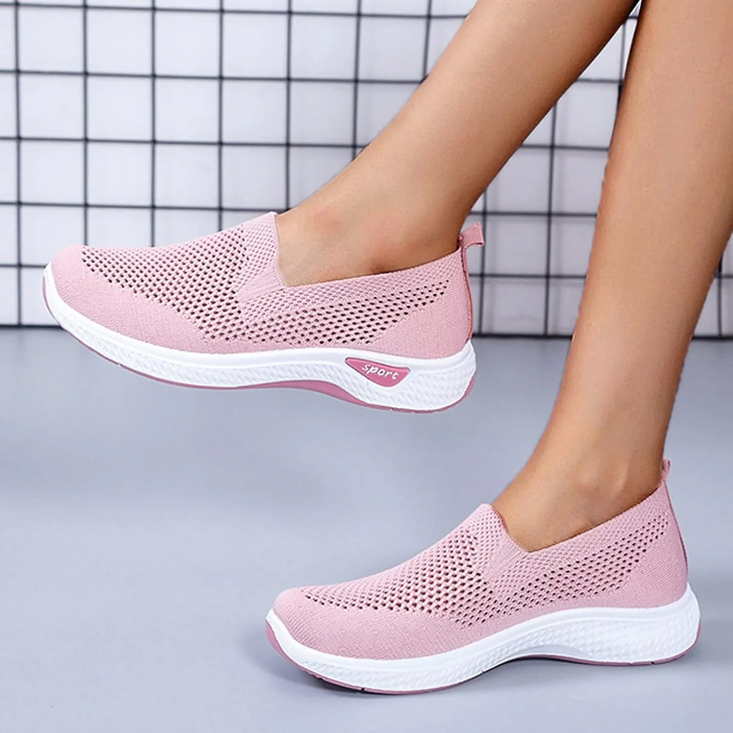 Women Comfortable Slip On Shoes Casual Walking Sneakers Lightweight Canvas Flats Non Slip Breathable Loafers