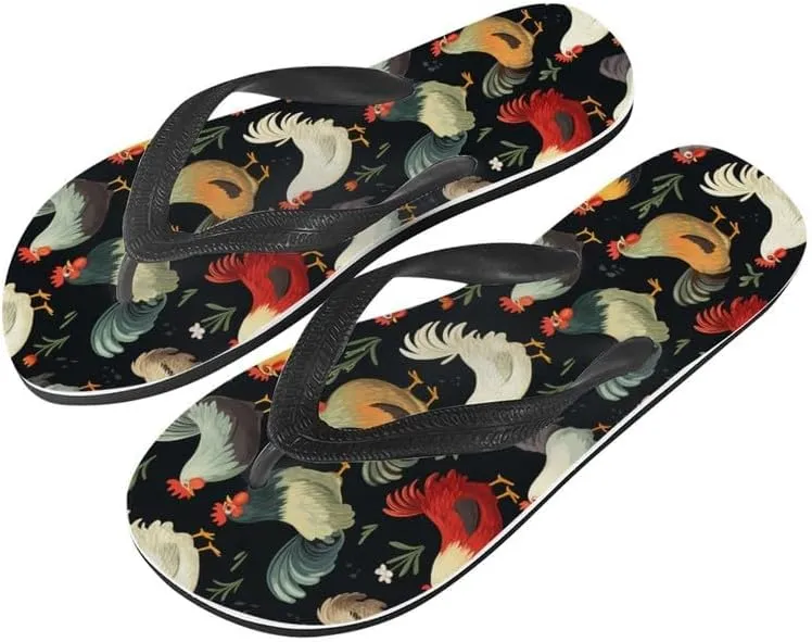 Women Retro Flip Flop Sandal Ginkgo Leaves Casual Thong Sandals Rose Feather Couple Beach Sandals Indoor or Outdoor