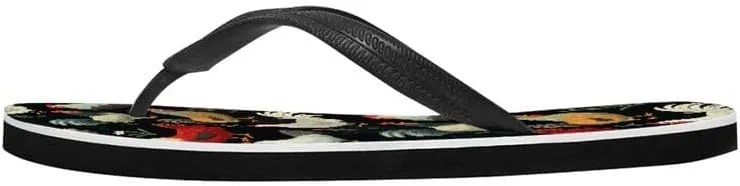 Women Retro Flip Flop Sandal Ginkgo Leaves Casual Thong Sandals Rose Feather Couple Beach Sandals Indoor or Outdoor