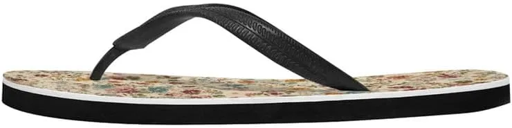 Women Retro Flip Flop Sandal Ginkgo Leaves Casual Thong Sandals Rose Feather Couple Beach Sandals Indoor or Outdoor