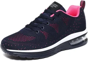 Women Trainers Walking Shoes Breathable Slip On Running Shoes Sport Outdoor Fitness Tennis Jogging Sneakers Spring Knitted Air Cushion Casual Lightweight Traveling Running Shoes