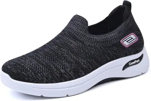 Women's Athletic Walking Shoes Comfort Lightweight Breathable Sock Shoe Arch Support Non Slip Work Shoes Breathable Knit Upper Lightweight for Plantar Fasciitis, Air Cushion Running, Work Shoe