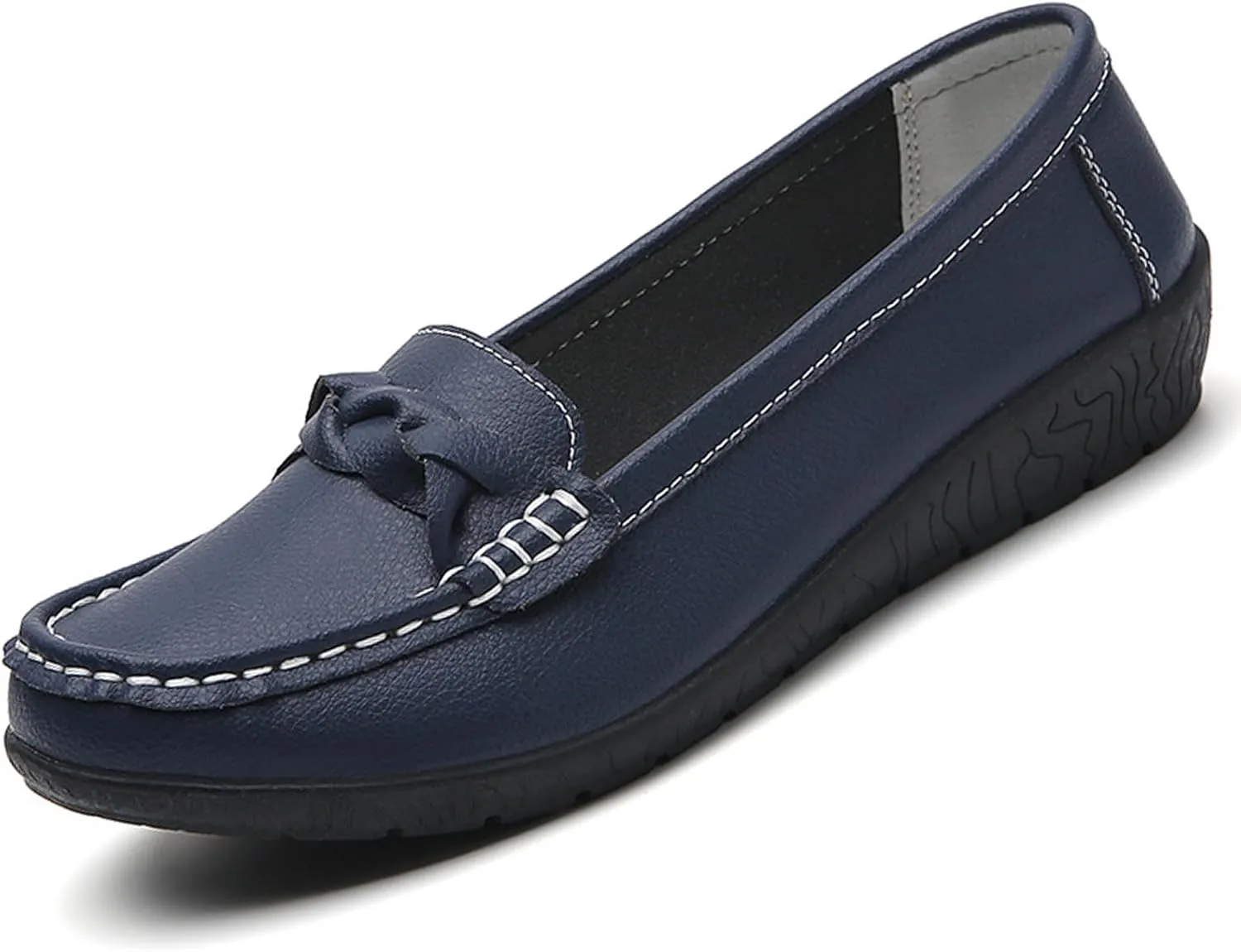 Women's Casual Genuine Leather Flat Loafers Slip ons Comfort Office Driving Round Toe Soft Sole Shoes Classic Dressy Moccasins Walking Shoes