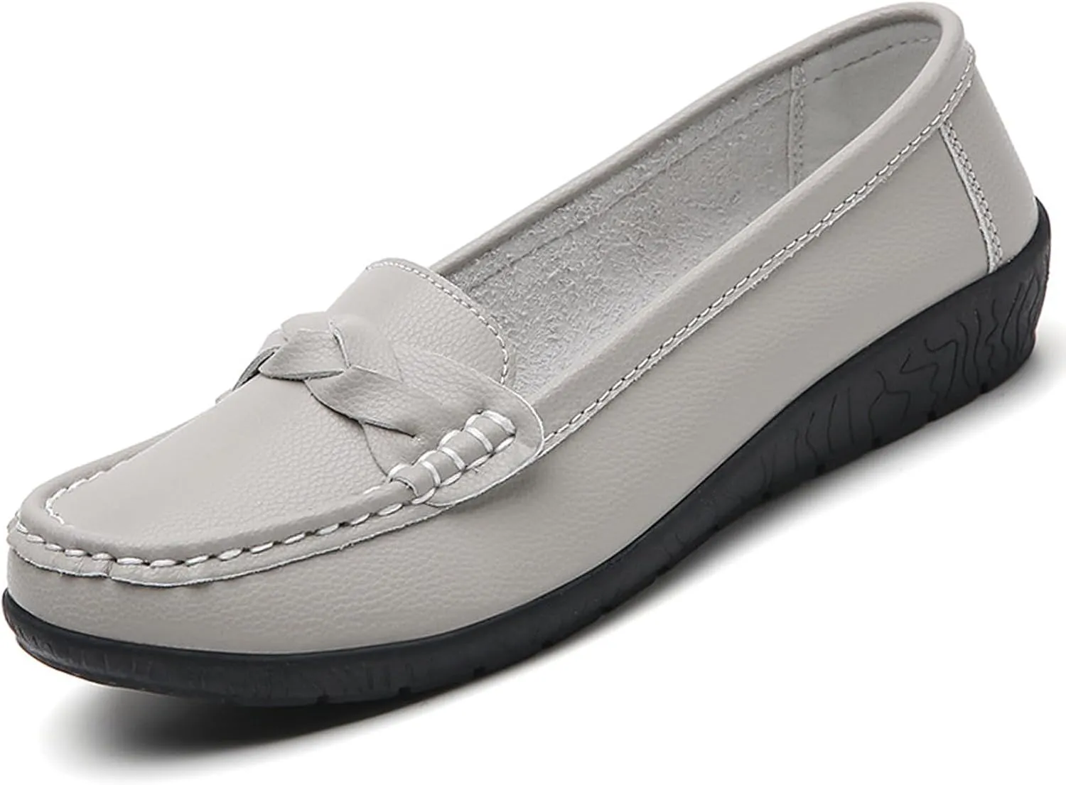 Women's Casual Genuine Leather Flat Loafers Slip ons Comfort Office Driving Round Toe Soft Sole Shoes Classic Dressy Moccasins Walking Shoes