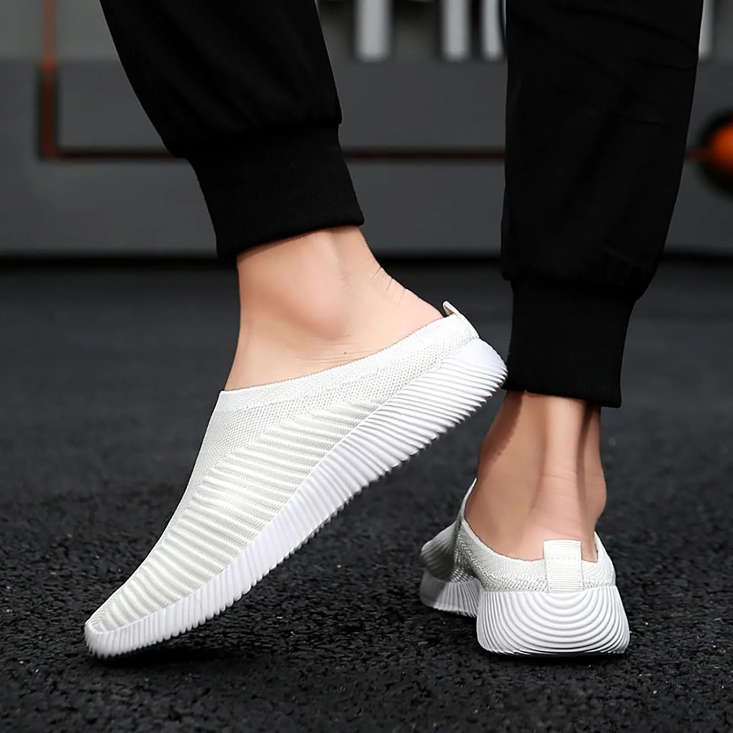 Women's Casual Slip on Half Shoes Breathable Mens Tennis Shoes Mesh Breathable Women Shoes Casual Black Platform Sneaker Tennis Shoe Loafers Casual Slip On