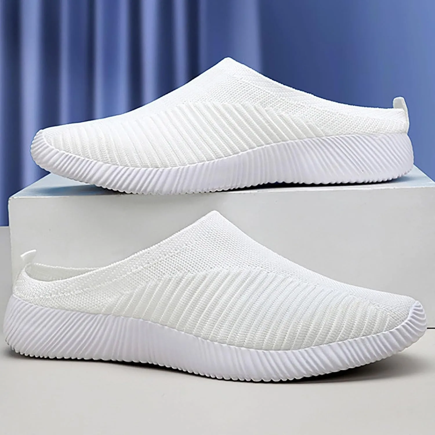 Women's Casual Slip on Half Shoes Breathable Mens Tennis Shoes Mesh Breathable Women Shoes Casual Black Platform Sneaker Tennis Shoe Loafers Casual Slip On