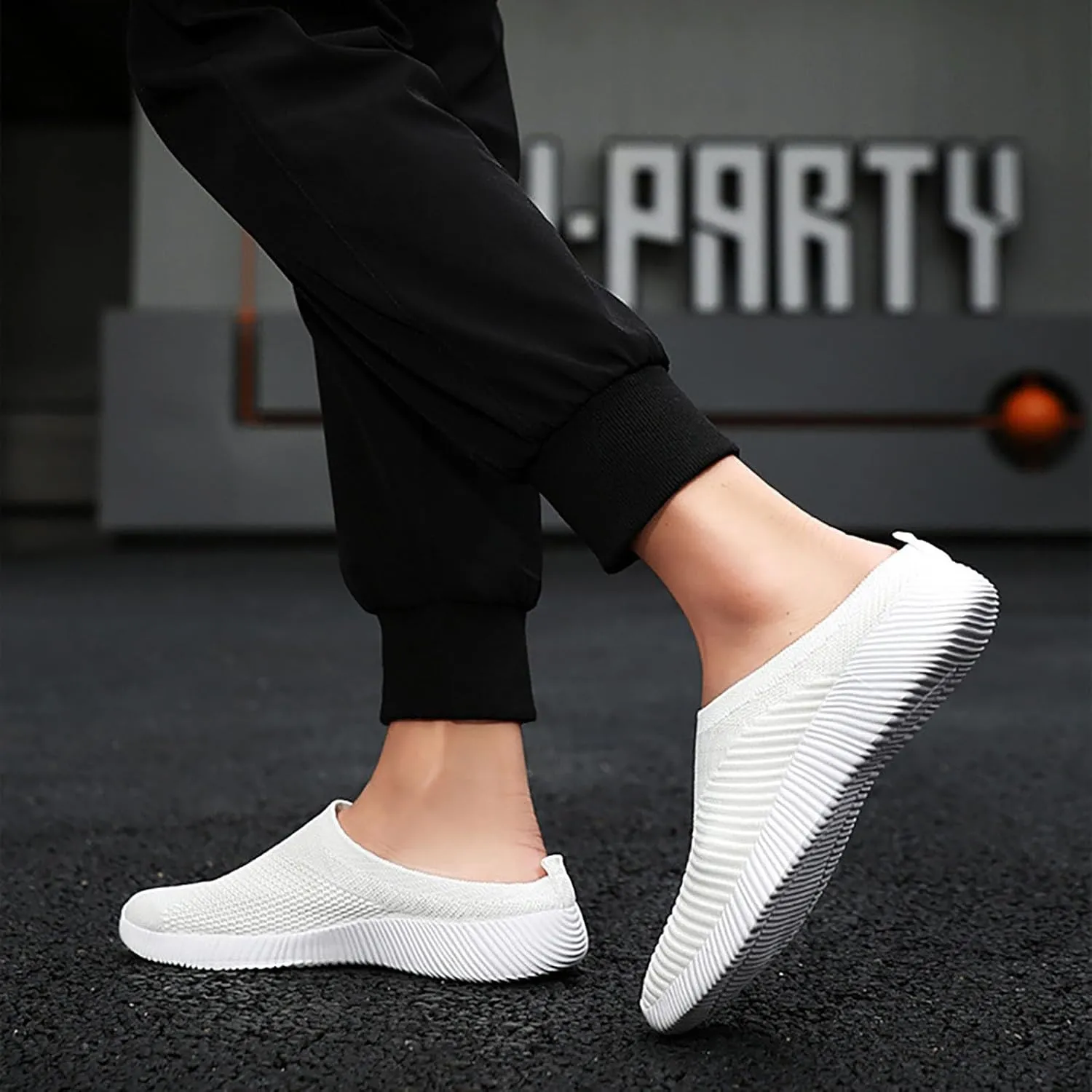 Women's Casual Slip on Half Shoes Breathable Mens Tennis Shoes Mesh Breathable Women Shoes Casual Black Platform Sneaker Tennis Shoe Loafers Casual Slip On