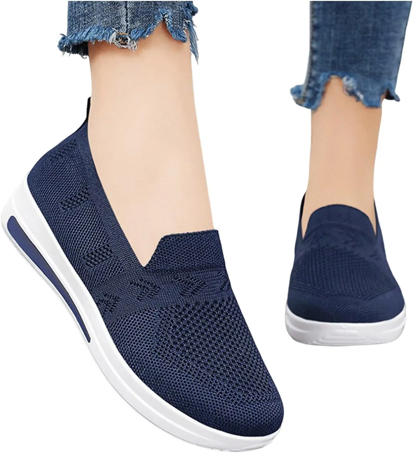 Women's Cushion Sneakers Breathable Lightweight Mesh Hiking Shoes Low Top Slip On Tennis Shoes for Women
