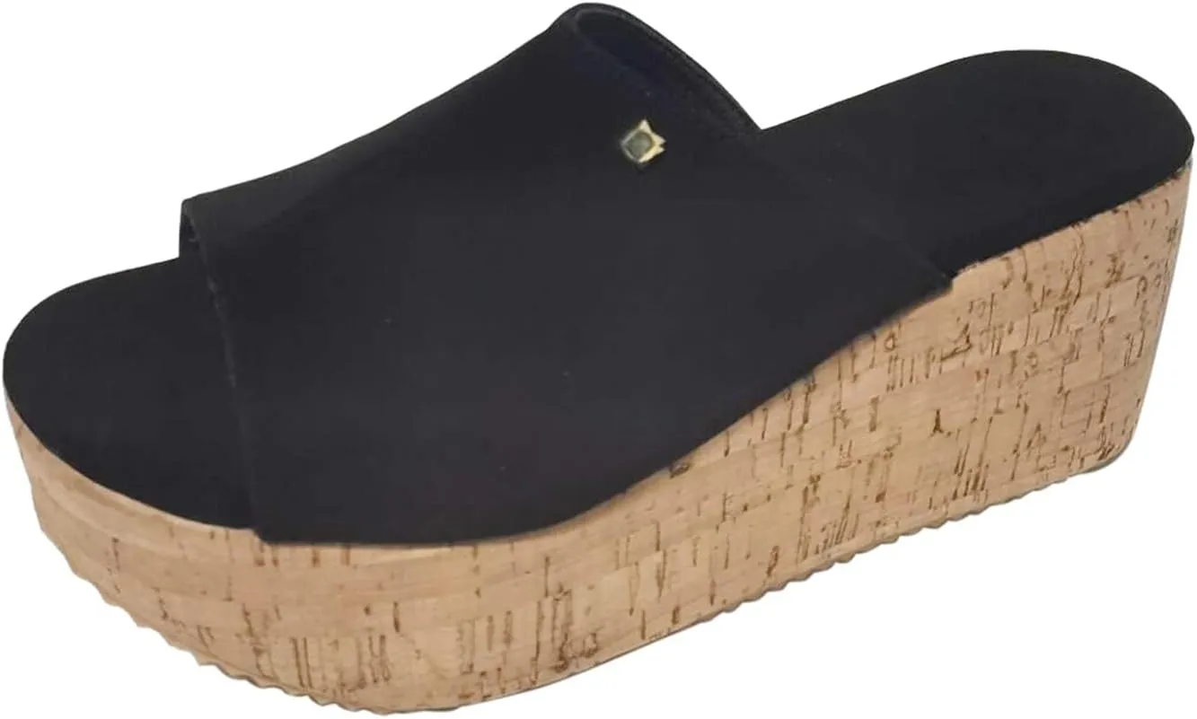 Women's Espadrilles Platform Sandals Wedges Slides Open Toe Fashion Summer Outdoor Beach Shoes Slip-On Straw Casual Slip-on Wedge Slippers Comfortable Walking Slide Sandal Glides Flat