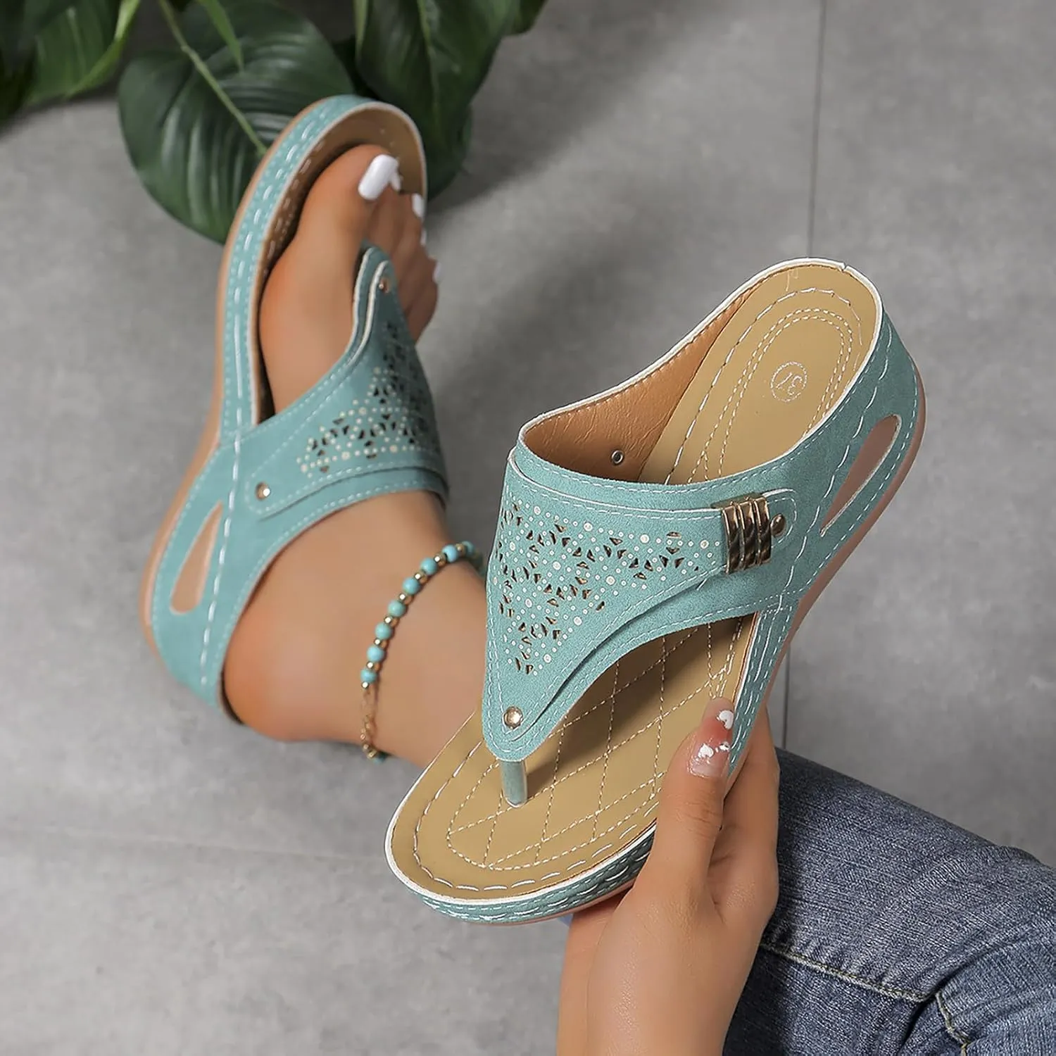 Womens Flat Sandals Flip Flops Arch Support With Arch Support Comfortable Leather Flip Flops Women Comfy Platform Sandals