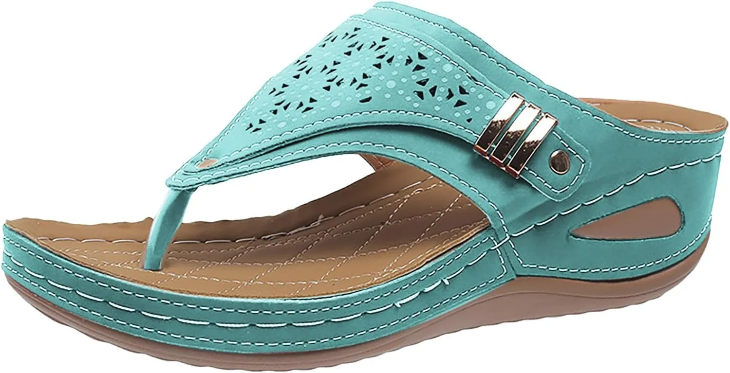 Womens Flat Sandals Flip Flops Arch Support With Arch Support Comfortable Leather Flip Flops Women Comfy Platform Sandals