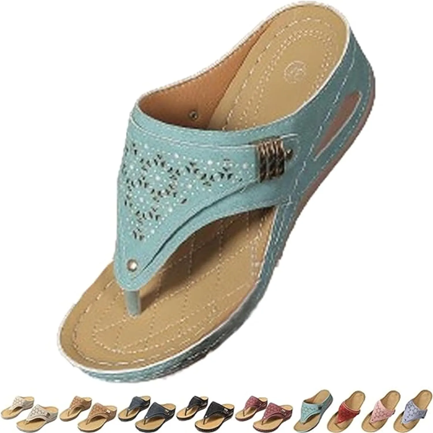 Womens Flat Sandals Flip Flops Arch Support With Arch Support Comfortable Leather Flip Flops Women Comfy Platform Sandals