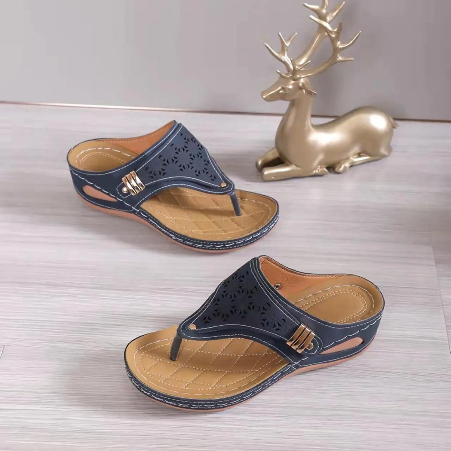 Womens Flat Sandals Flip Flops Arch Support With Arch Support Comfortable Leather Flip Flops Women Comfy Platform Sandals