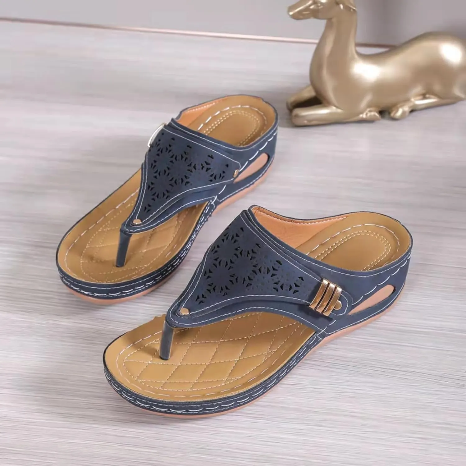 Womens Flat Sandals Flip Flops Arch Support With Arch Support Comfortable Leather Flip Flops Women Comfy Platform Sandals