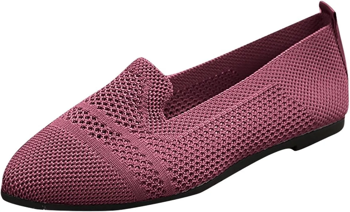 Women's Fly Weave Flat Shoes Pointed Toe Fashion Single Shoes Mesh Breathable Shoes Casual Shopping Flat Shoes