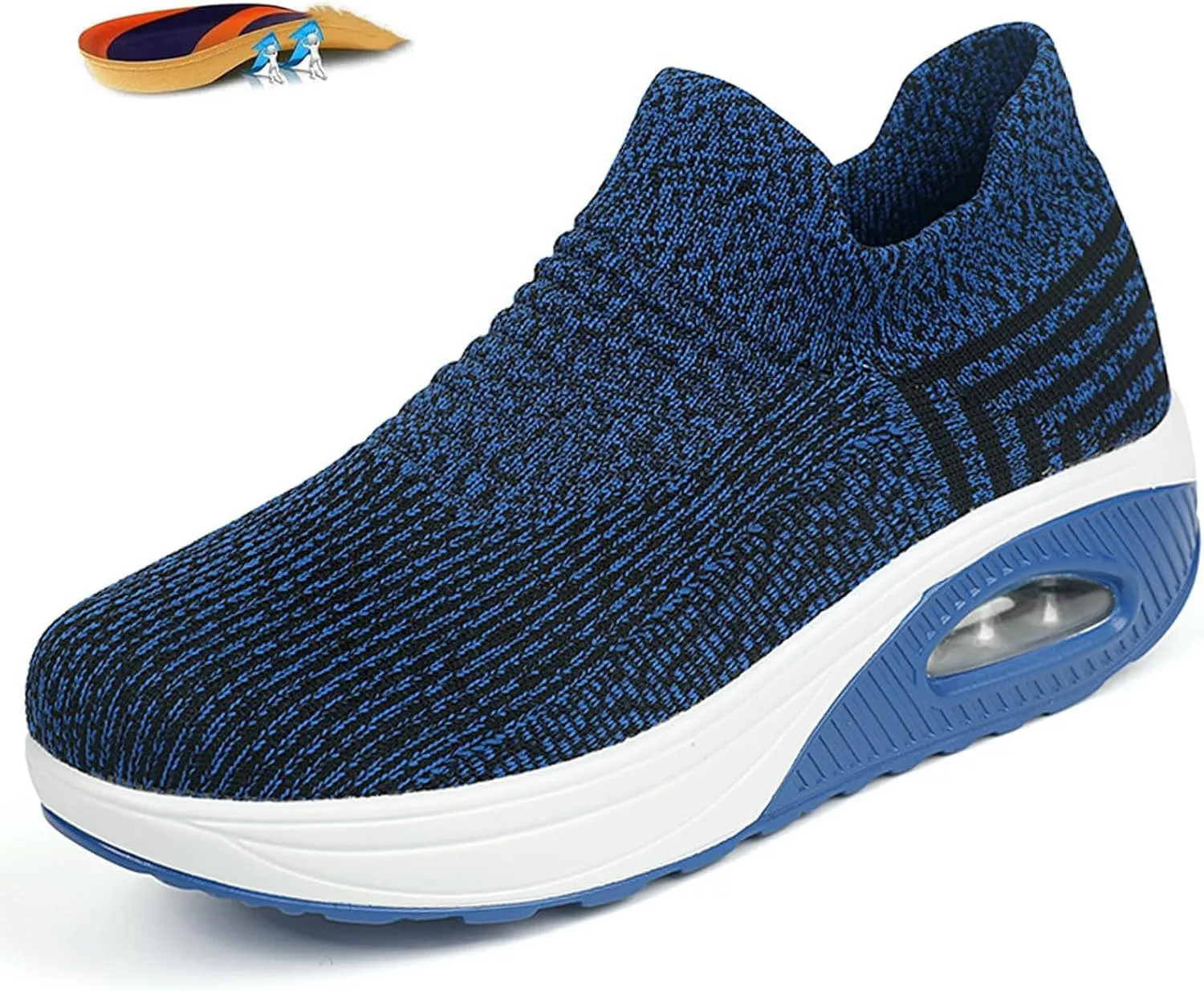 Women's Mesh Walking Air Cushion Sock Sneakers Casual Orthopedic Platform Wedge Nurse Slip-ons Loafers Light Arch Support Toning Rocker Shoes