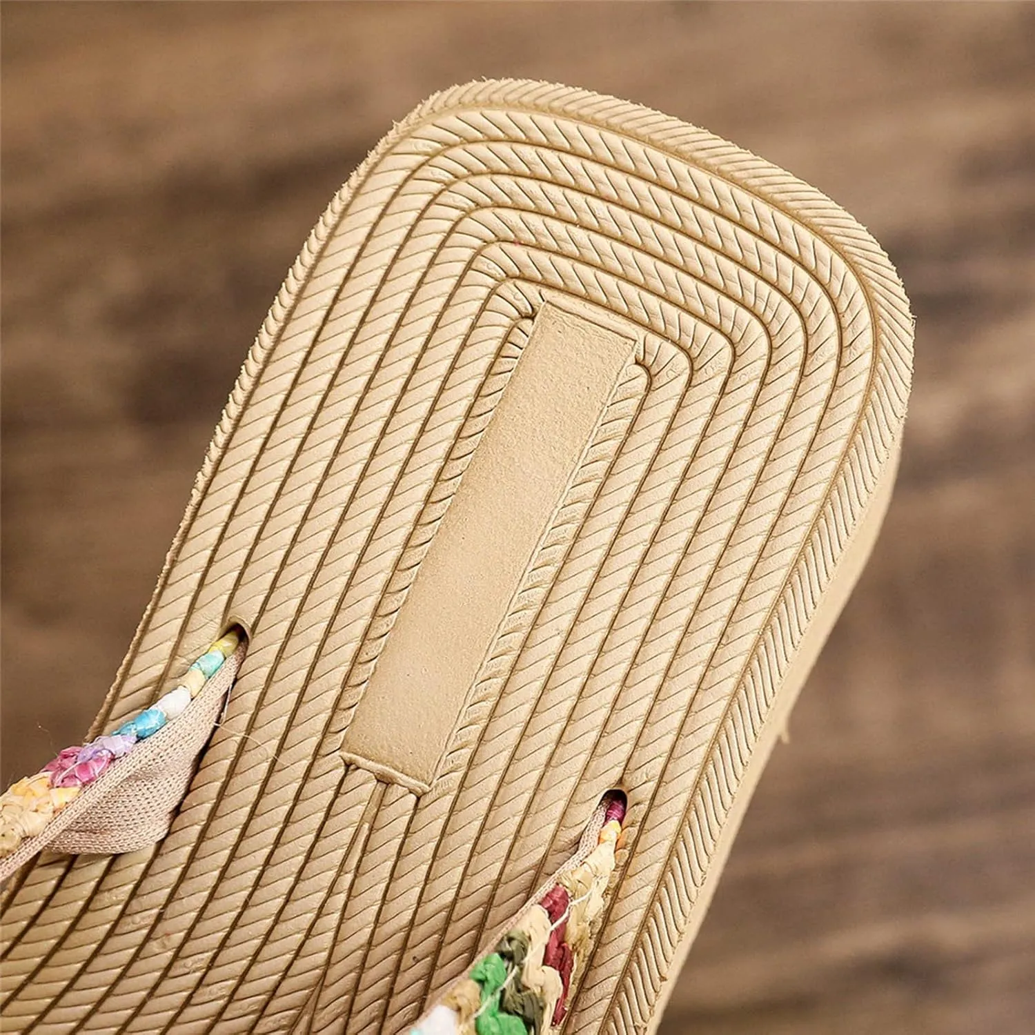 Womens Platform Flip Flops Women Flip Flop Summer Wedge FILP Flop Sandals Beach Sandals Fashion Comfortable Simple Flip Flop (Beige, 7.5)