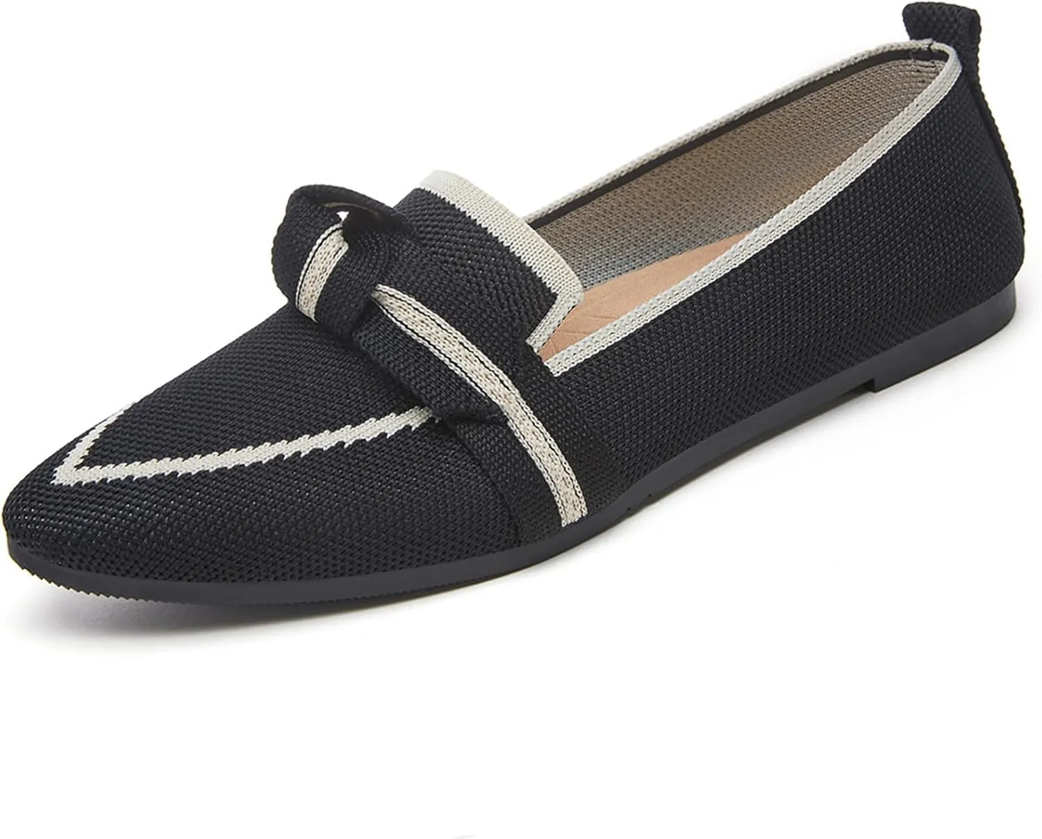 Women's Pointed-Toe Mesh Flats Dress Shoes Comfort Breathable Bow Soft Knit Slip Ons Ballets for Party Wedding Office Business Casual