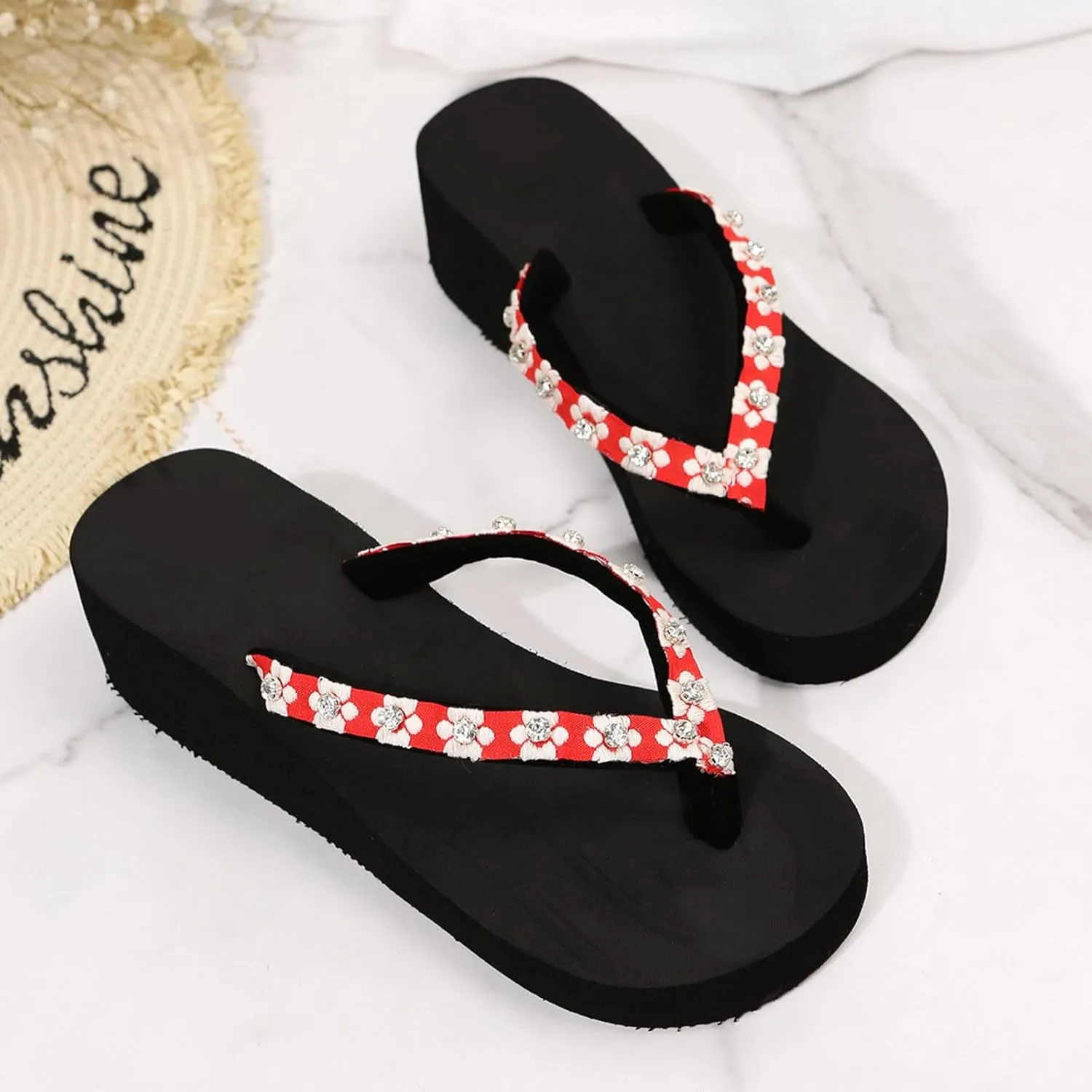 Womens Sandals with Arch Support,2025 Summer Dressy Wedges Shoes for Women Thick Sole Flip Flops With Arch Support Comfortable Walking Sandals Womens Summer Beach Slipper Ladies Thong Sanal