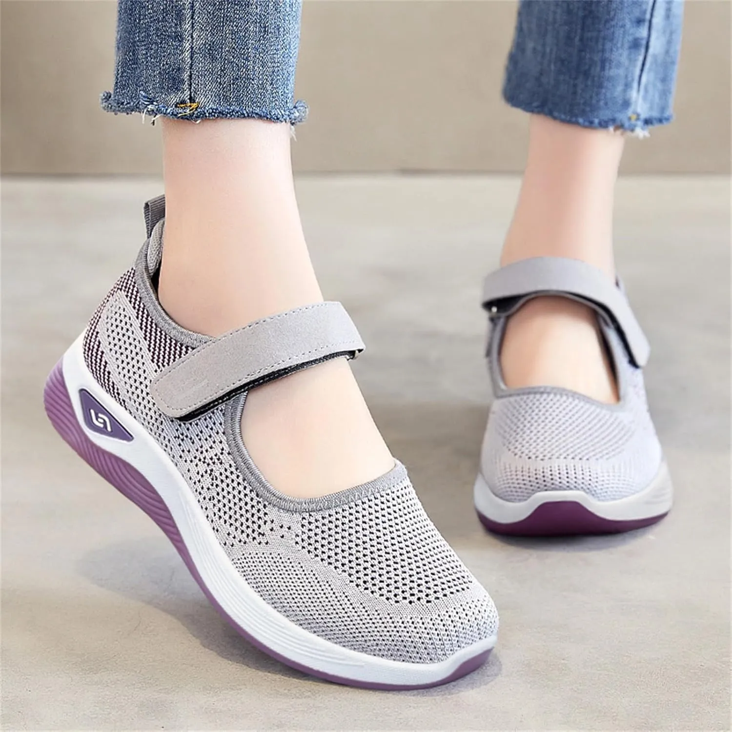 Womens Summer Sneakers Breathable Tennis Shoes Hollow Mesh Fitness Shoes Platform Ankle Paste Fashion Lightweight Running Shoes Hiking Footwear Casual Gym Sports Slip-Ons