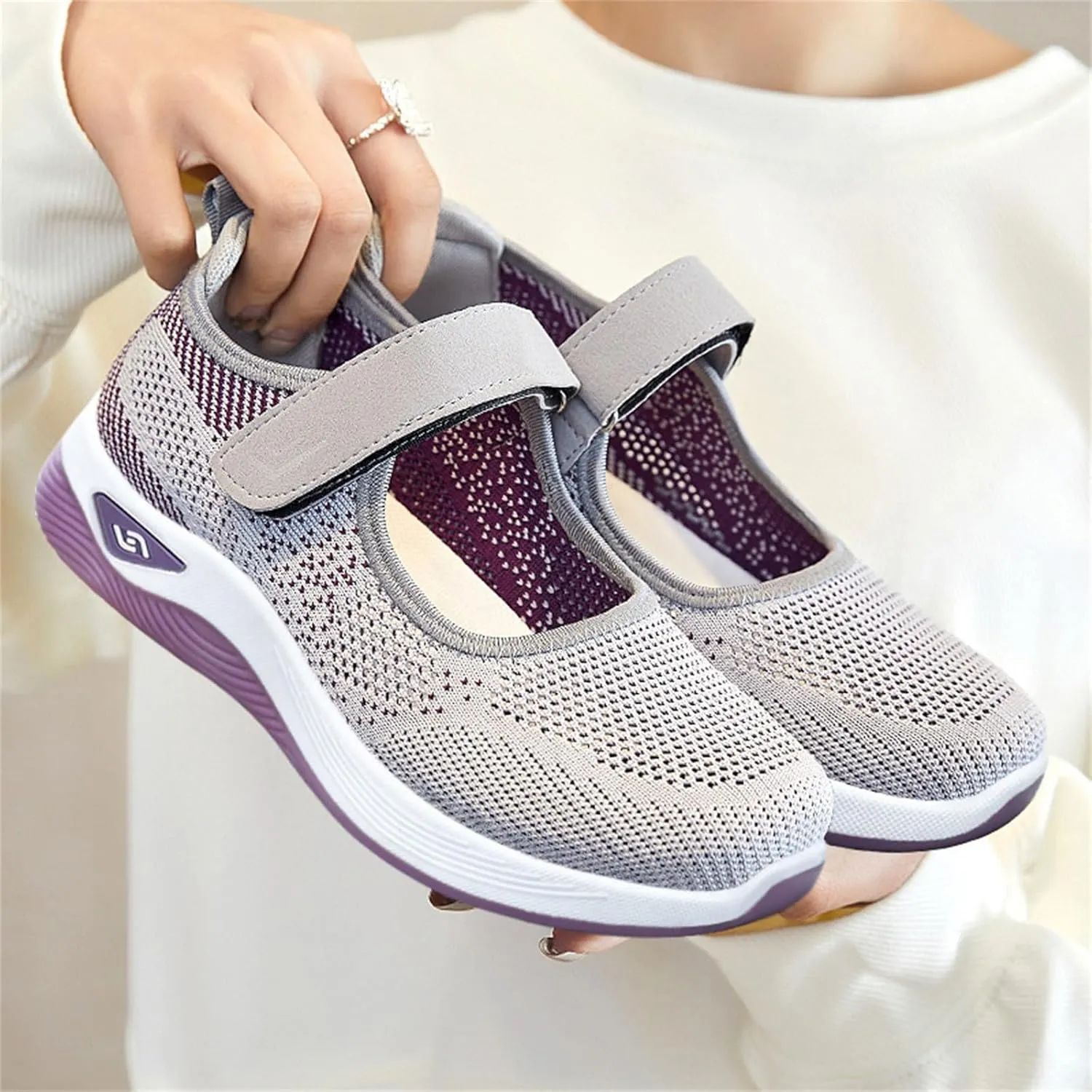 Womens Summer Sneakers Breathable Tennis Shoes Hollow Mesh Fitness Shoes Platform Ankle Paste Fashion Lightweight Running Shoes Hiking Footwear Casual Gym Sports Slip-Ons
