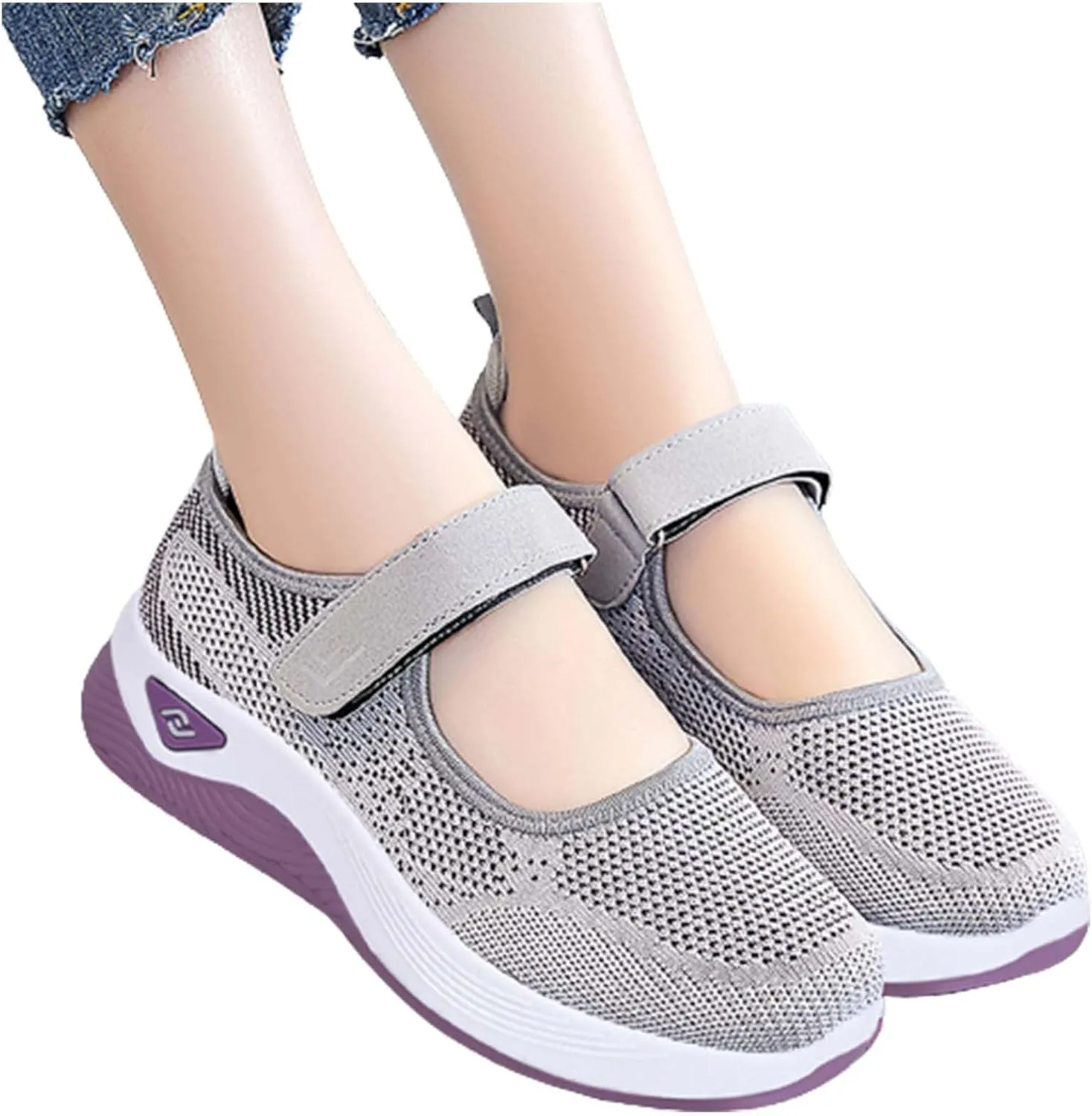 Womens Summer Sneakers Breathable Tennis Shoes Hollow Mesh Fitness Shoes Platform Ankle Paste Fashion Lightweight Running Shoes Hiking Footwear Casual Gym Sports Slip-Ons