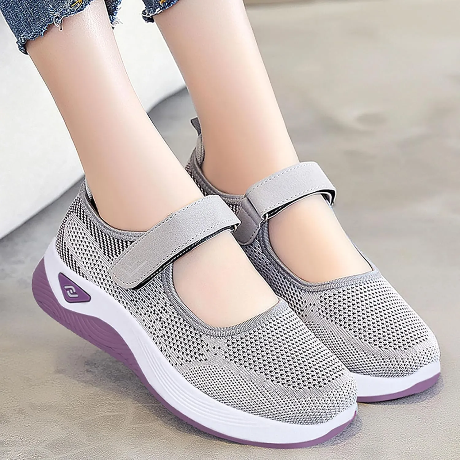 Womens Summer Sneakers Breathable Tennis Shoes Hollow Mesh Fitness Shoes Platform Ankle Paste Fashion Lightweight Running Shoes Hiking Footwear Casual Gym Sports Slip-Ons