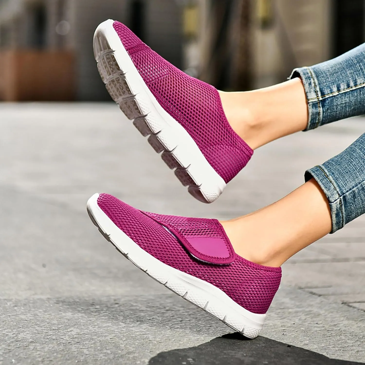 Womens Ultra Breathable Mesh Shoes with Adjustable Strap,Summer Quick Drying Wading Water Shoes,Non Slip Lightweight Hiking Sneaker for Women Barefoot Indoor Fitness Sneaker Breathable Comfy Barefoot