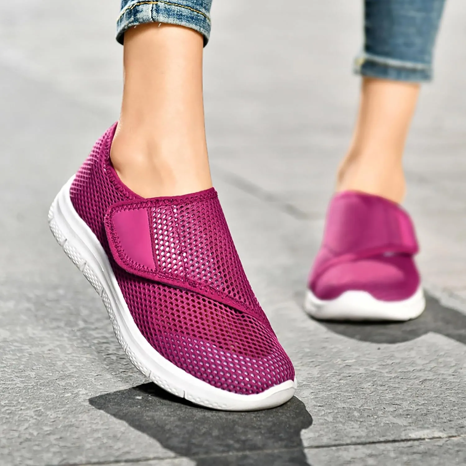 Womens Ultra Breathable Mesh Shoes with Adjustable Strap,Summer Quick Drying Wading Water Shoes,Non Slip Lightweight Hiking Sneaker for Women Barefoot Indoor Fitness Sneaker Breathable Comfy Barefoot