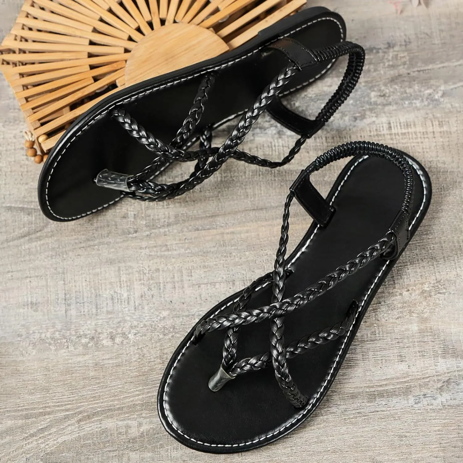 Women's Vacation Beach Strappy Beach Shoes Sandals Flat Shoes Dressy Flip Flops Women Gold Sandals For Women