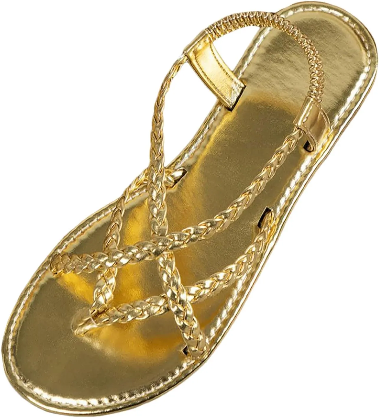 Women's Vacation Beach Strappy Beach Shoes Sandals Flat Shoes Dressy Flip Flops Women Gold Sandals For Women